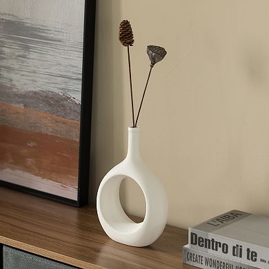 Contemporary Ceramic Unique Shaped Flower Table Vase Centerpiece