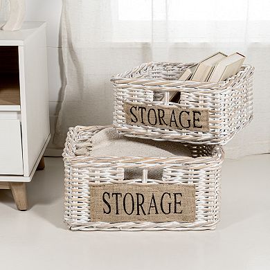 Reed Southwestern Hand-woven Rattan Nesting Baskets With Handles