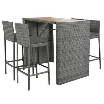 5 pc Outdoor Patio Wicker Bar Set