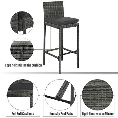 5-pieces Outdoor Patio Wicker Bar Set