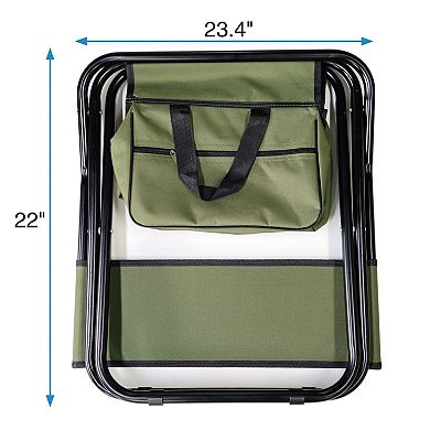 2-piece Outdoor Portable Oxford Cloth Folding Chair With Storage Bag For Camping
