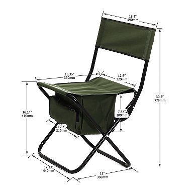 2-piece Outdoor Portable Oxford Cloth Folding Chair With Storage Bag For Camping