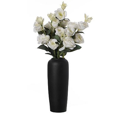 Contemporary Black Ceramic Cylinder Shaped Table Flower Vase Holder