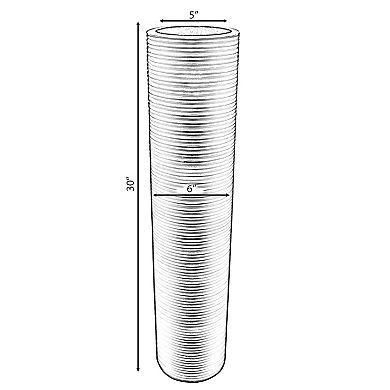 Decorative Contemporary Mango Wood Ribbed Design Cylinder Shaped Floor Vase