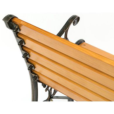 Outdoor Park Patio Garden Yard Bench with Designed Steel Armrest and Legs