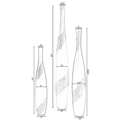 Contemporary Bottle Shape Decorative Floor Vase, with Cobbled Stone Pattern, Set of 3