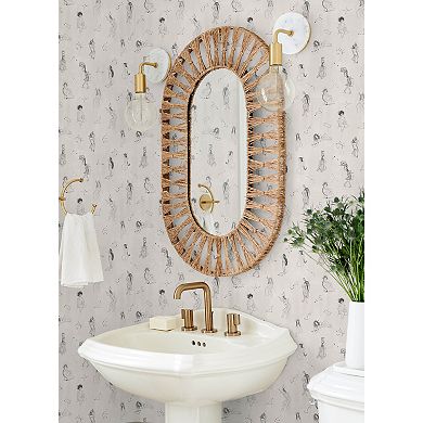 Mr. Kate Luna Zodiac Cream and Graphite Toile Peel and Stick Wallpaper