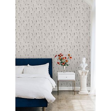 Mr. Kate Luna Zodiac Cream and Graphite Toile Peel and Stick Wallpaper