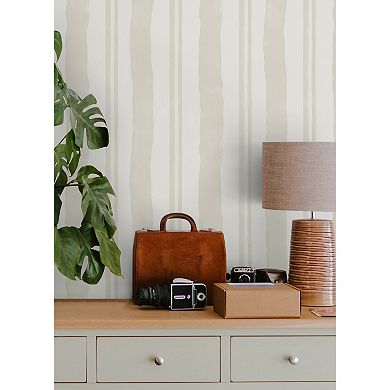 Mr. Kate Winston Watercolor Potter's Clay Stripe Peel and Stick Wallpaper