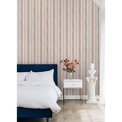 Mr. Kate Winston Watercolor Potter's Clay Stripe Peel and Stick Wallpaper