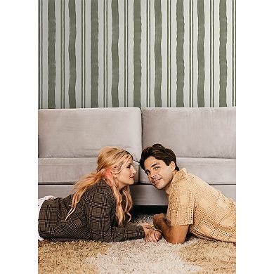 Mr. Kate Winston Watercolor Potter's Clay Stripe Peel and Stick Wallpaper