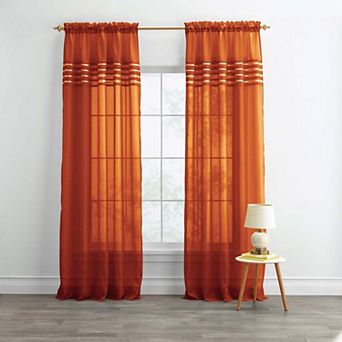 BrylaneHome BH Studio Sheer Voile Pleated Rod-Pocket Panel