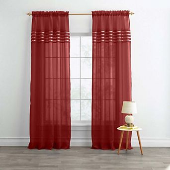 BrylaneHome BH Studio Sheer Voile Pleated Rod-Pocket Panel