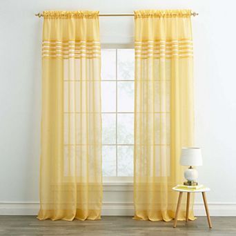 BrylaneHome BH Studio Sheer Voile Pleated Rod-Pocket Panel