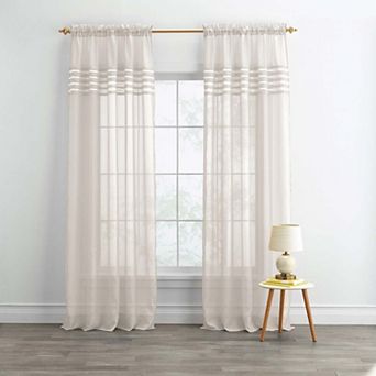 BrylaneHome BH Studio Sheer Voile Pleated Rod-Pocket Panel