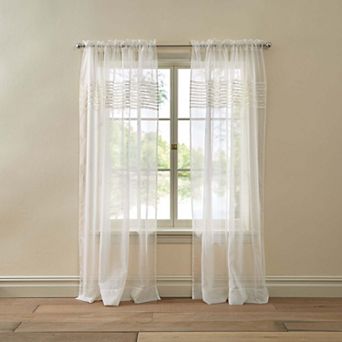 BrylaneHome BH Studio Sheer Voile Pleated Rod-Pocket Panel