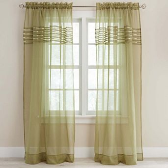 BrylaneHome BH Studio Sheer Voile Pleated Rod-Pocket Panel