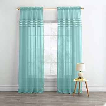 BrylaneHome BH Studio Sheer Voile Pleated Rod-Pocket Panel