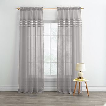 BrylaneHome BH Studio Sheer Voile Pleated Rod-Pocket Panel
