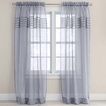 BrylaneHome BH Studio Sheer Voile Pleated Rod-Pocket Panel