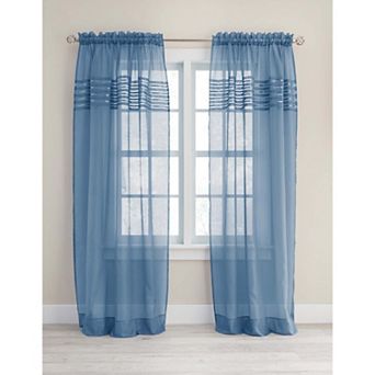 BrylaneHome BH Studio Sheer Voile Pleated Rod-Pocket Panel