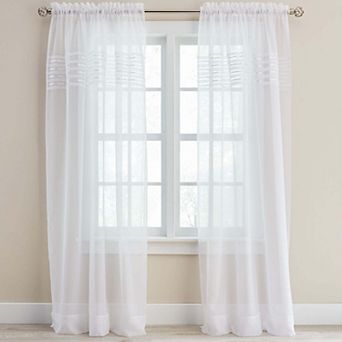 BrylaneHome BH Studio Sheer Voile Pleated Rod-Pocket Panel
