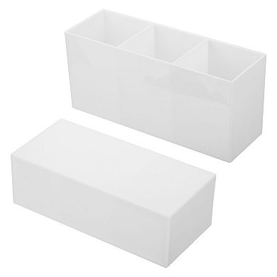 3 Compartments Clear Acrylic Pen Holder Pencil Holder Pen Organizer Pencil Cup Square
