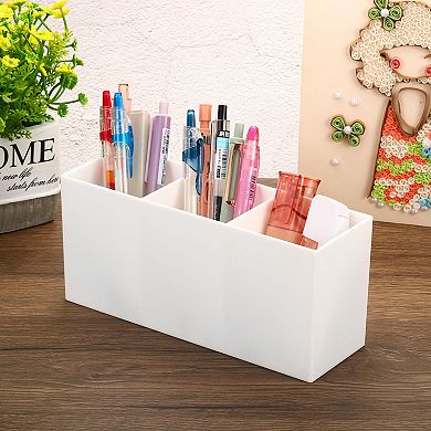 3 Compartments Clear Acrylic Pen Holder Pencil Holder Pen Organizer Pencil Cup Square