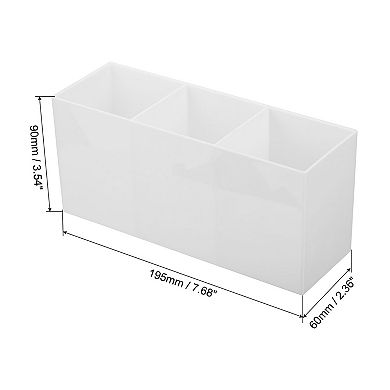 3 Compartments Clear Acrylic Pen Holder Pencil Holder Pen Organizer Pencil Cup Square