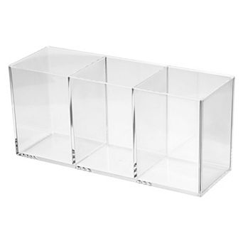 3 Compartments Clear Acrylic Pen Holder Pencil Holder Pen Organizer Pencil Cup Square