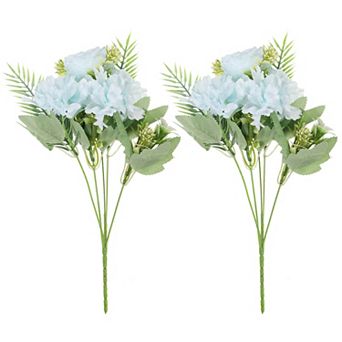 5 Branch Artificial Silk Peony Hydrangea Fake Flowers With Stem For Decor, 2 Pack