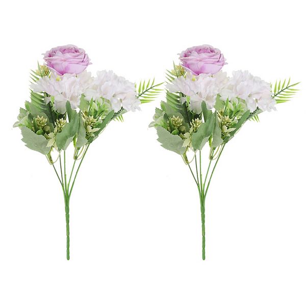 5 Branch Artificial Silk Peony Hydrangea Fake Flowers With Stem For