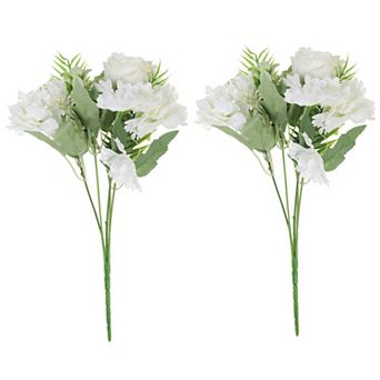 5 Branch Artificial Silk Peony Hydrangea Fake Flowers with Stem for Decor, 2 Pack