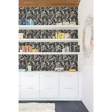 WallPops Pindo Wood Cut Palm Peel and Stick Wallpaper