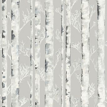 WallPops Birchdale Grey Peel and Stick Wallpaper