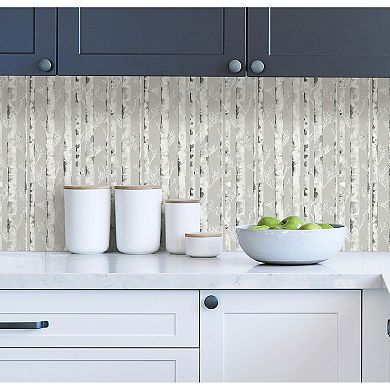 WallPops Birchdale Grey Peel and Stick Wallpaper