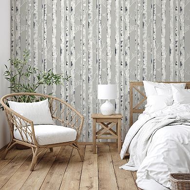 WallPops Birchdale Grey Peel and Stick Wallpaper