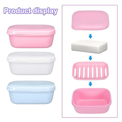 Soap Holder, 3 Pack Bar Soap Dish Container Travel Soap Case