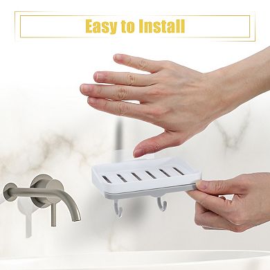 2 Pcs Wall Mounted Soap Dish Soap Box Soap Holder For Bathroom Kitchen