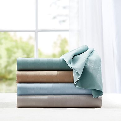 BrylaneHome 6 Piece Microfiber Bedtite; Damask Stripe Sheet Set