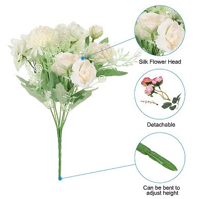 7 Branch Artificial Silk Rose Hydrangea Fake Flowers With Stem For Decor