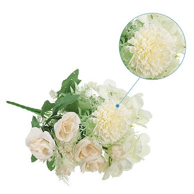 7 Branch Artificial Silk Rose Hydrangea Fake Flowers With Stem For Decor