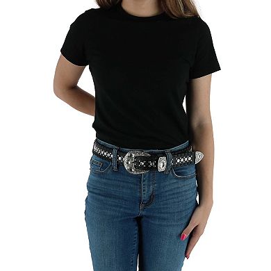 Ctm Women's Western Belt With Rhinestones And Studs