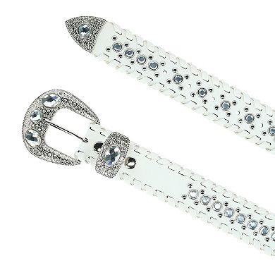Ctm Women's Western Belt With Rhinestones And Studs