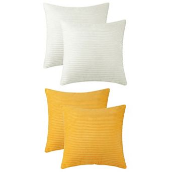 Pack Of 4 Corduroy Decorative Pillow Covers Modern Solid Striped For Couch Sofa Home Bedroom