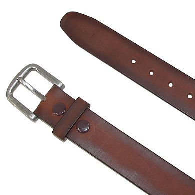 Ctm Men's Big & Tall Burnished Leather Bridle Belt With Removable Buckle