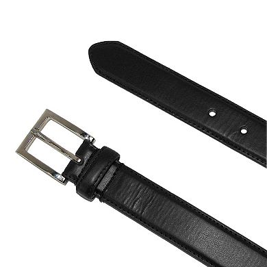 Ctm Men's Leather 1 1/8 Inch Basic Dress Belt With Silver Buckle