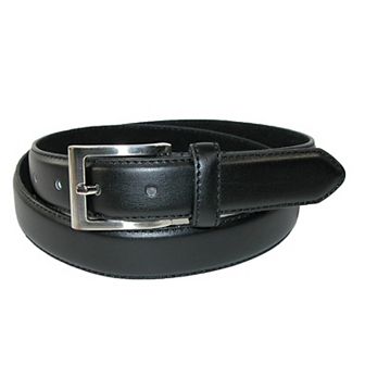 CTM Men's Leather 1 1/8 Inch Basic Dress Belt With Silver Buckle (Order One Size Up)