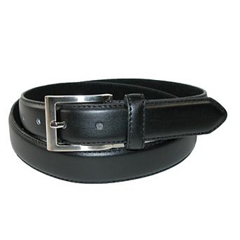 CTM Men's Leather 1 1/8 Inch Basic Dress Belt with Silver Buckle