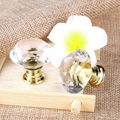 30mm Diamond Shaped Crystal Glass Drawer Knobs Cabinet Pull Handle 10pcs